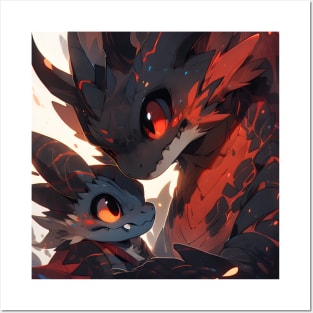 Cute dragon pair, baby dragon Posters and Art